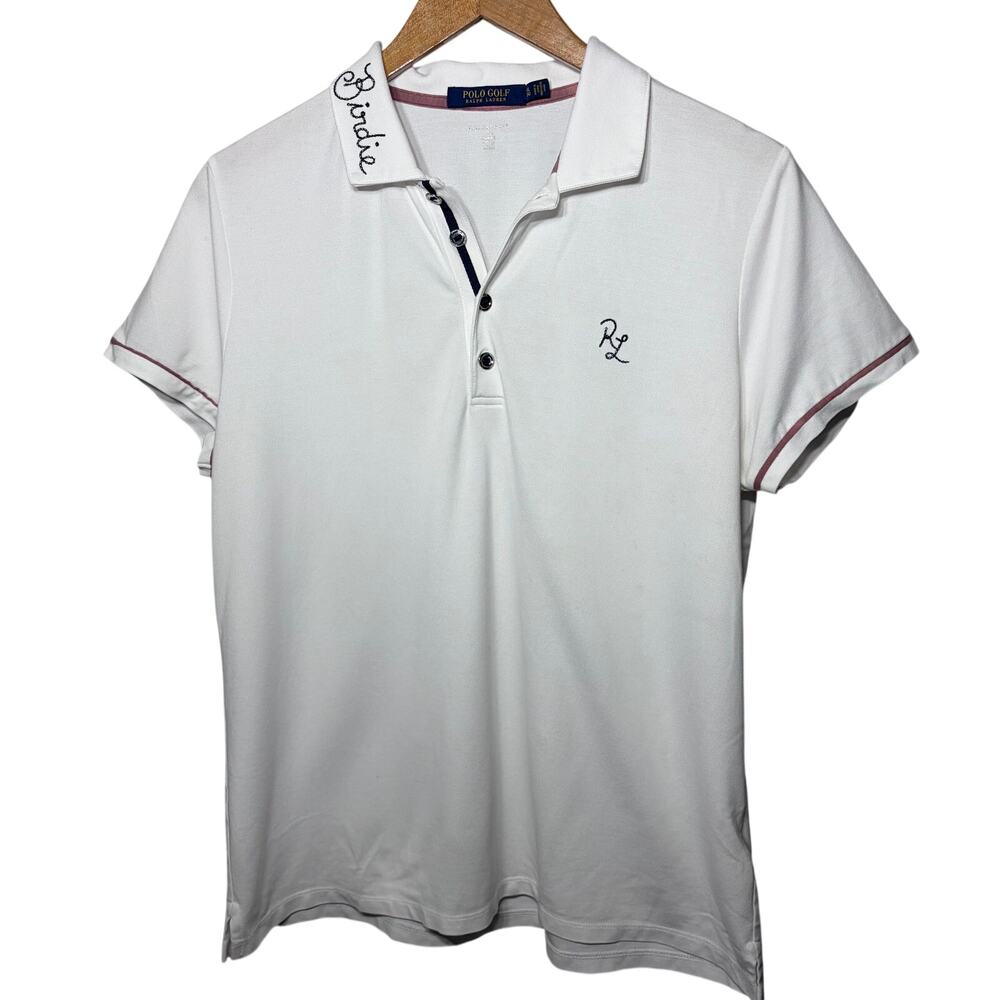 Polo Golf Ralph Lauren Womens XL Tailored Fit White Polo Shirt Contrast Trim